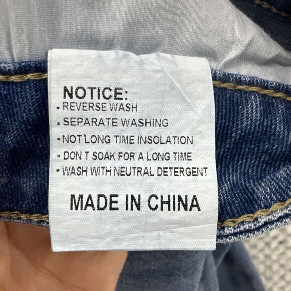 HDLTE Jeans Women M Blue Medium Denim Wash Wide Leg High Rise 5 Pockets Stretchy - Picture 16 of 16